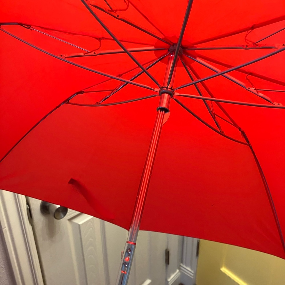 Vintage Wooden Duck Handle Red Umbrella - Picture 8 of 9